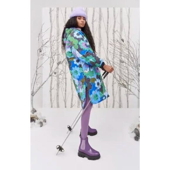 CELIAB Celia B Sz XS Floral Puffer Coat Jacket Baldy - Picture 9 of 10